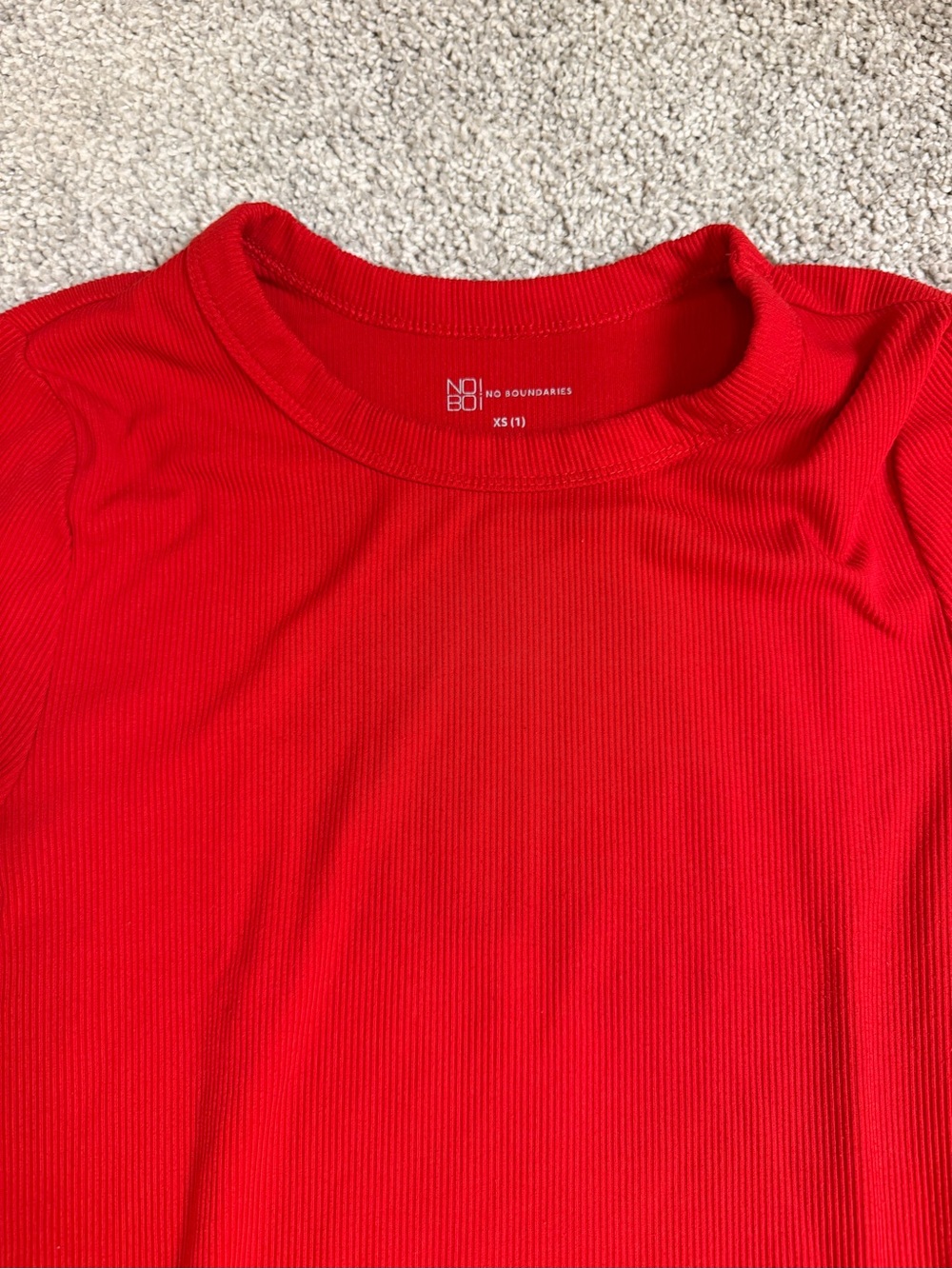 Red Ribbed Long-Sleeve - Picture 2 of 2